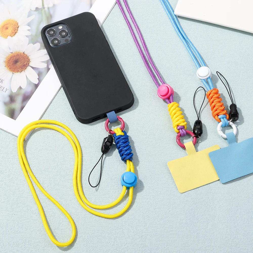 Cell Phone Tether Strap Phone Safety Tether & Neck Lanyard - Nylon Strap  With Patch For Case Attachment Nylon Cell Phone Wallet Cases With Strap