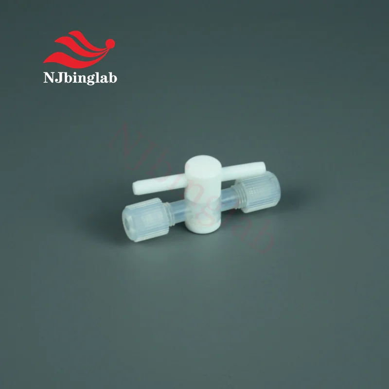 NJbinglab PFA 2-Way Manual Stop Valve for 1/4 Tube Semiconductor Manufacturing Chemical Transfer
