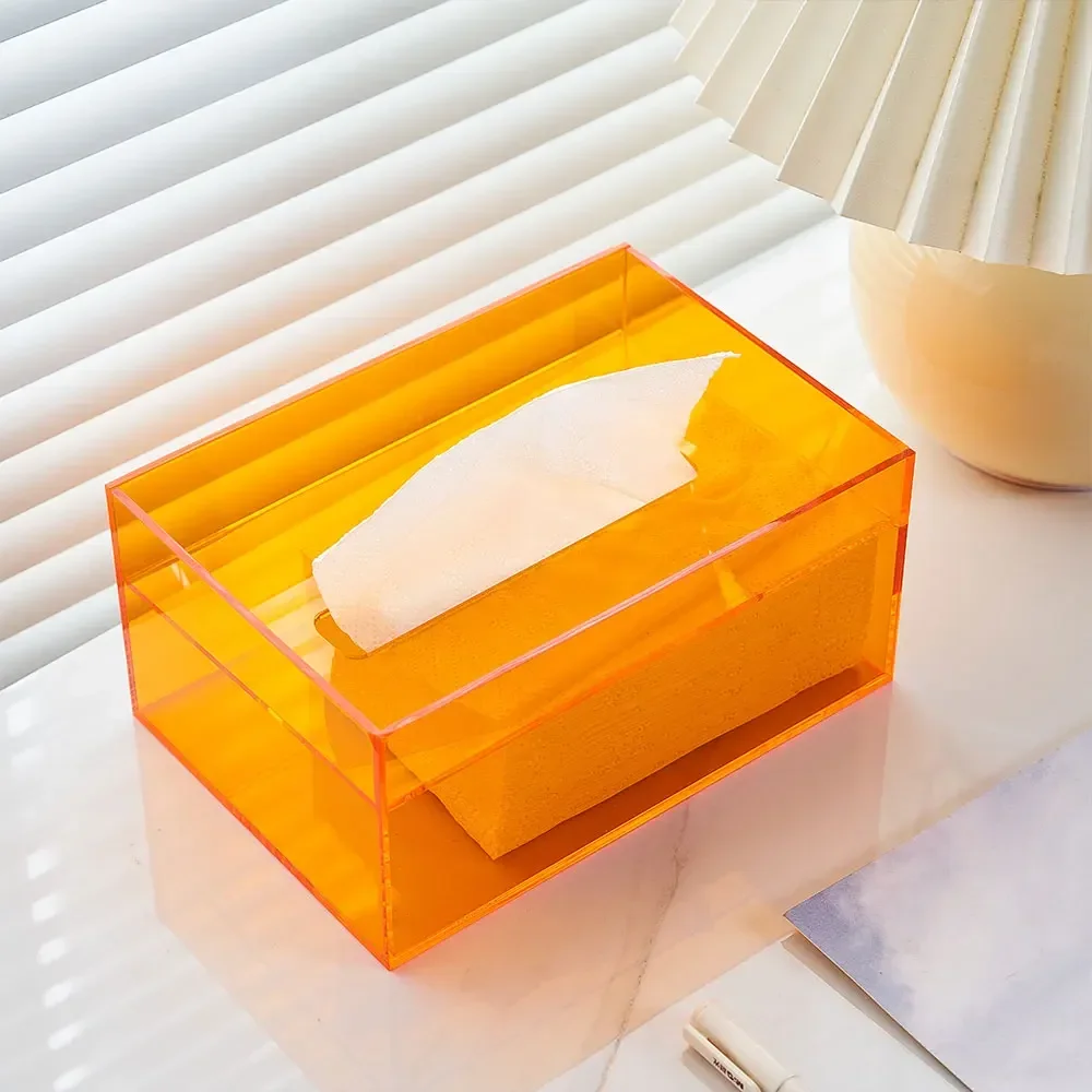 Modern Acrylic Tissue Box Holder Napkin Dispenser Wipe Case Kitchen Storage Box Desktop Organizer Home Living Room Decoration 2