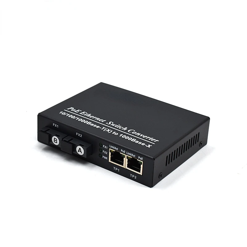 PoE Media Converter Gigabit 2 Port 1000Base-X to 2 Ports 10/100/1000BaseT PoE Fiber Switch 48V For IP Camera CCTV