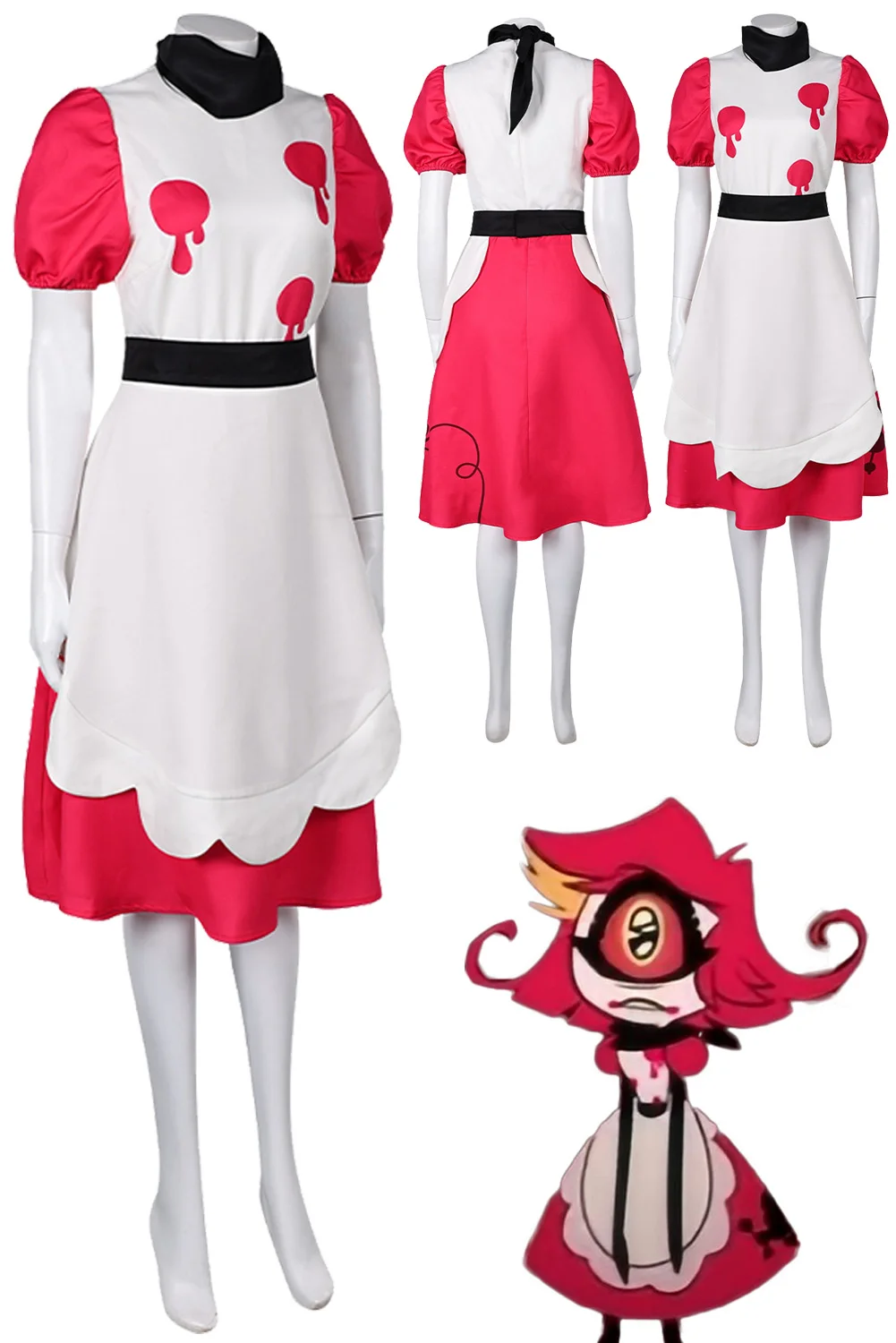 

Niffty Cosplay Anime Costume Hazzbin Cartoon Hotel Disguise Tie Dress Apron Suits Adult Women Halloween Roleplay Fantasia Outfit