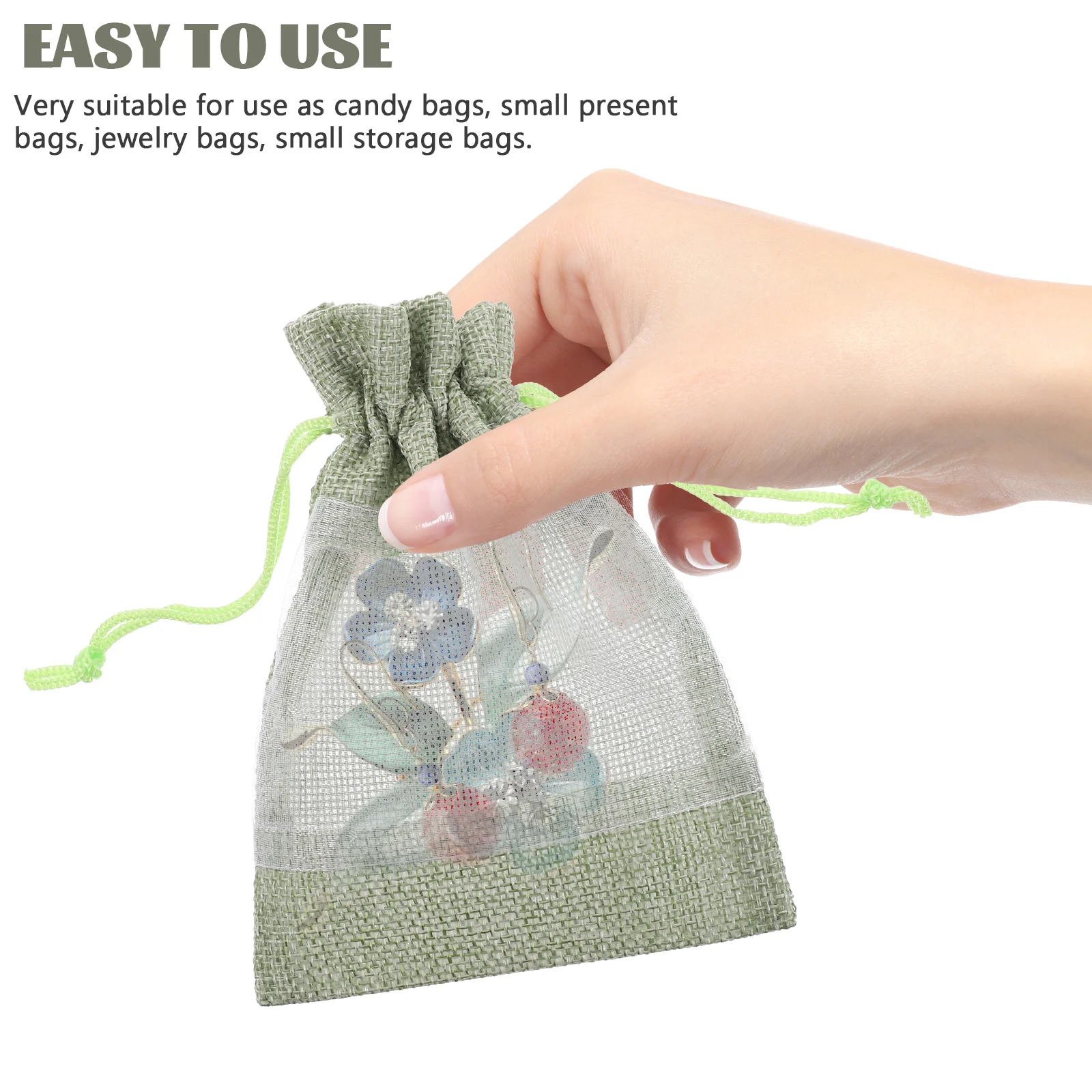 10 Pcs Mesh Bag Drawstring Storage Jewelry Bags Candy Clear Window Pouch Gift Small Organizer
