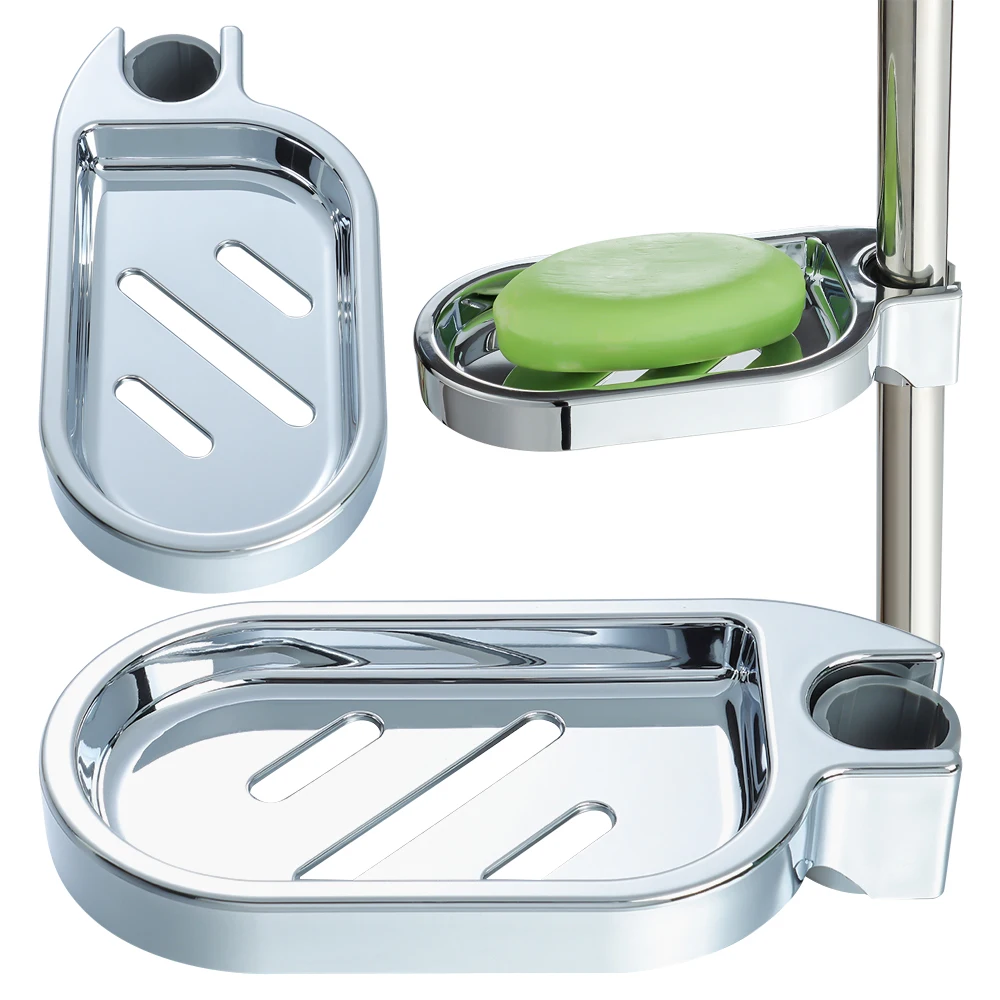 3Styles Soap Dishes For 22 24 25MM Bath Shower Adjustable Rail Slide Soap Holder Silver Plates Practical Bathroom Home Gadget