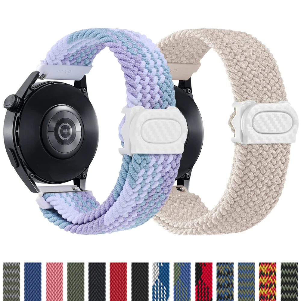 

20mm/22mm Strap For Samsung Galaxy Watch 6 4 classic/5 pro/active 2/s3/46 braided solo loop bracelet Huawei watch GT2 3 4 Band