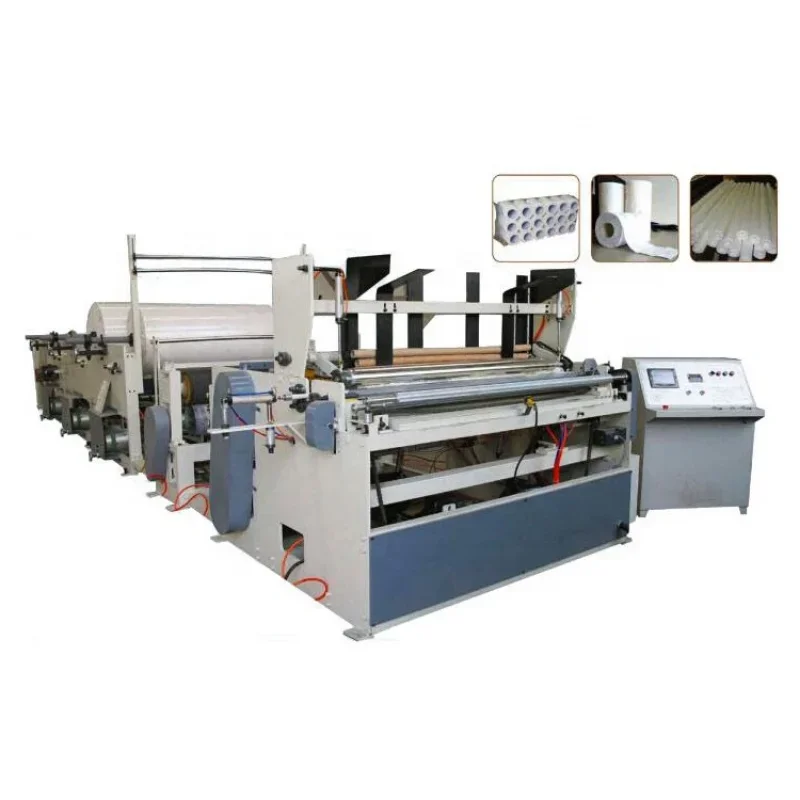 Semi Full Automatic Manual Toilet Soft Tissue Paper Roll Embossing Rewinding and Making and Producing Machine