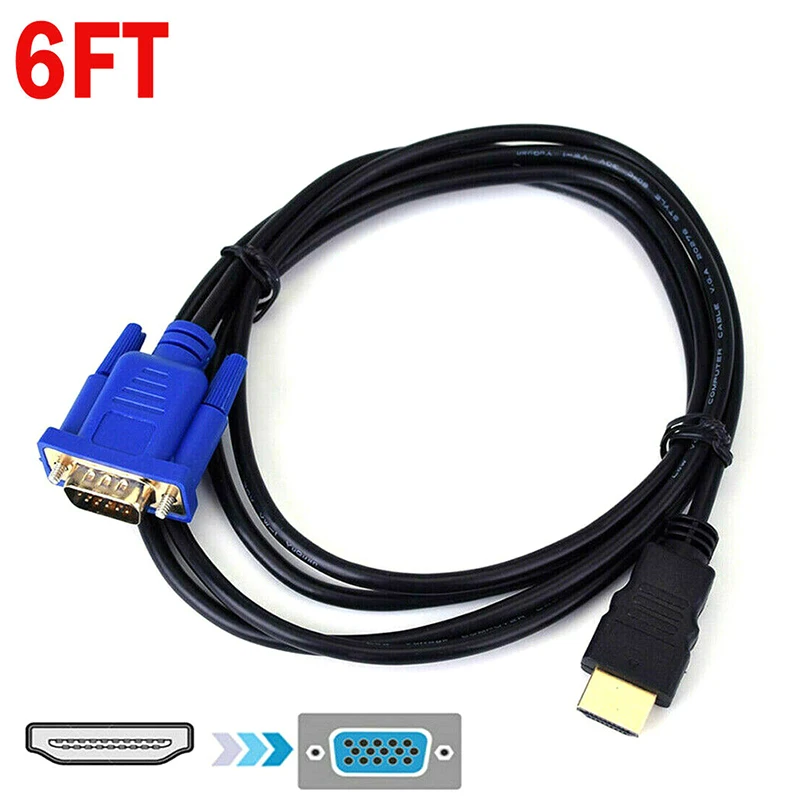 Cable adaptador HDMI a VGA, convertidor macho a hembra, 1080P, conector