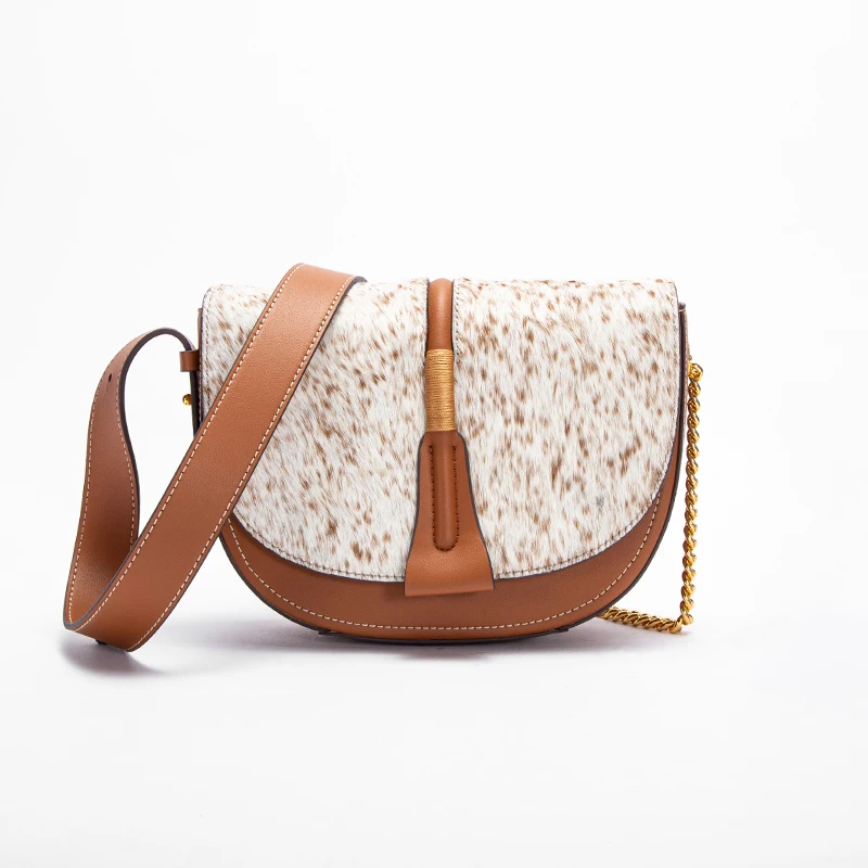 

Luxury Brand 2024 Winter Fashion Horse Hair Saddle Bag High end Elegance Women's Dinner Party Shoulder Bag