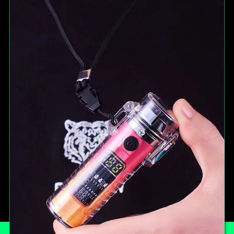 Outdoor Camping Compass Waterproof Electric Dual Arc Type-C USB Lighter Multi-Function Flashlight Survival Ignition Tool