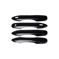 Glossy Black Door Handle Cover Protector with Keyhole - 4 - Piece Set (Glossy Black)