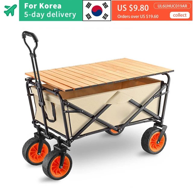Kültéri Hordozható Összecsukható Kézi Kocsi Tengerpart Nagy Kapacitású Multifunkcionális Állítható Fogantyú Piknik 웨건