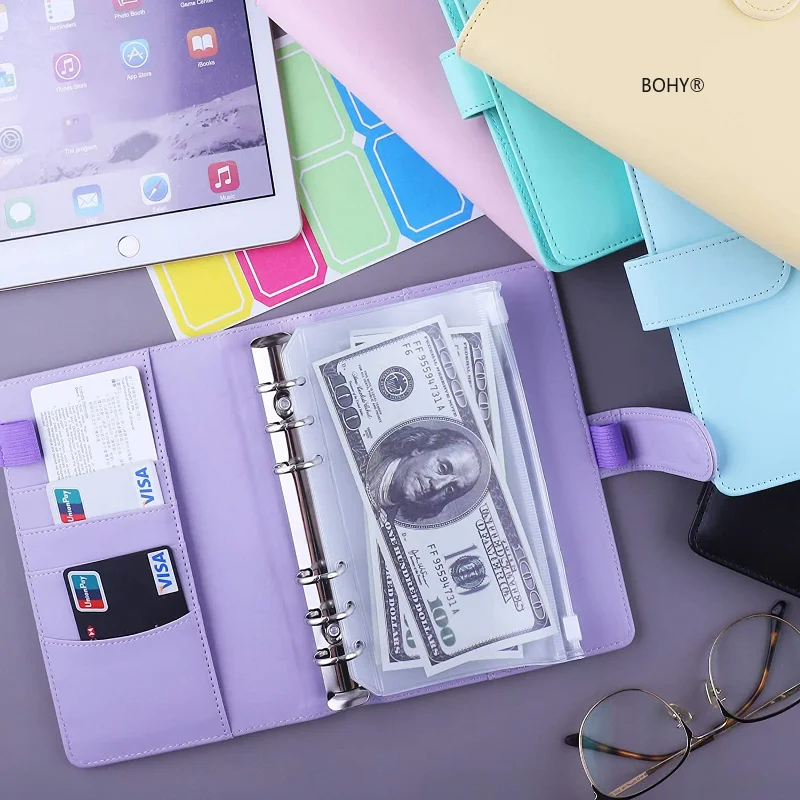 Budget Binder Zipper Envelopes Organizer Cash Envelopes for Budgeting Saving Money A6 Planner Excluding Transparent Pockets