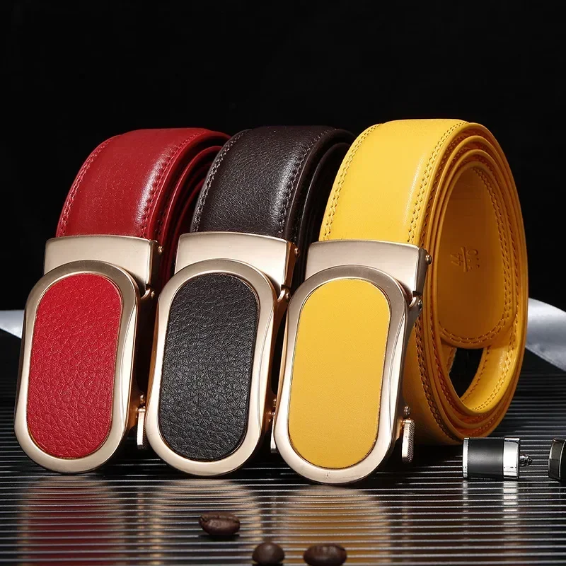 Blue Belt for Men and Women, Automatic Buckle Belts, Fashion Casual Cinturon Female Waistband, Green White Black Red Available