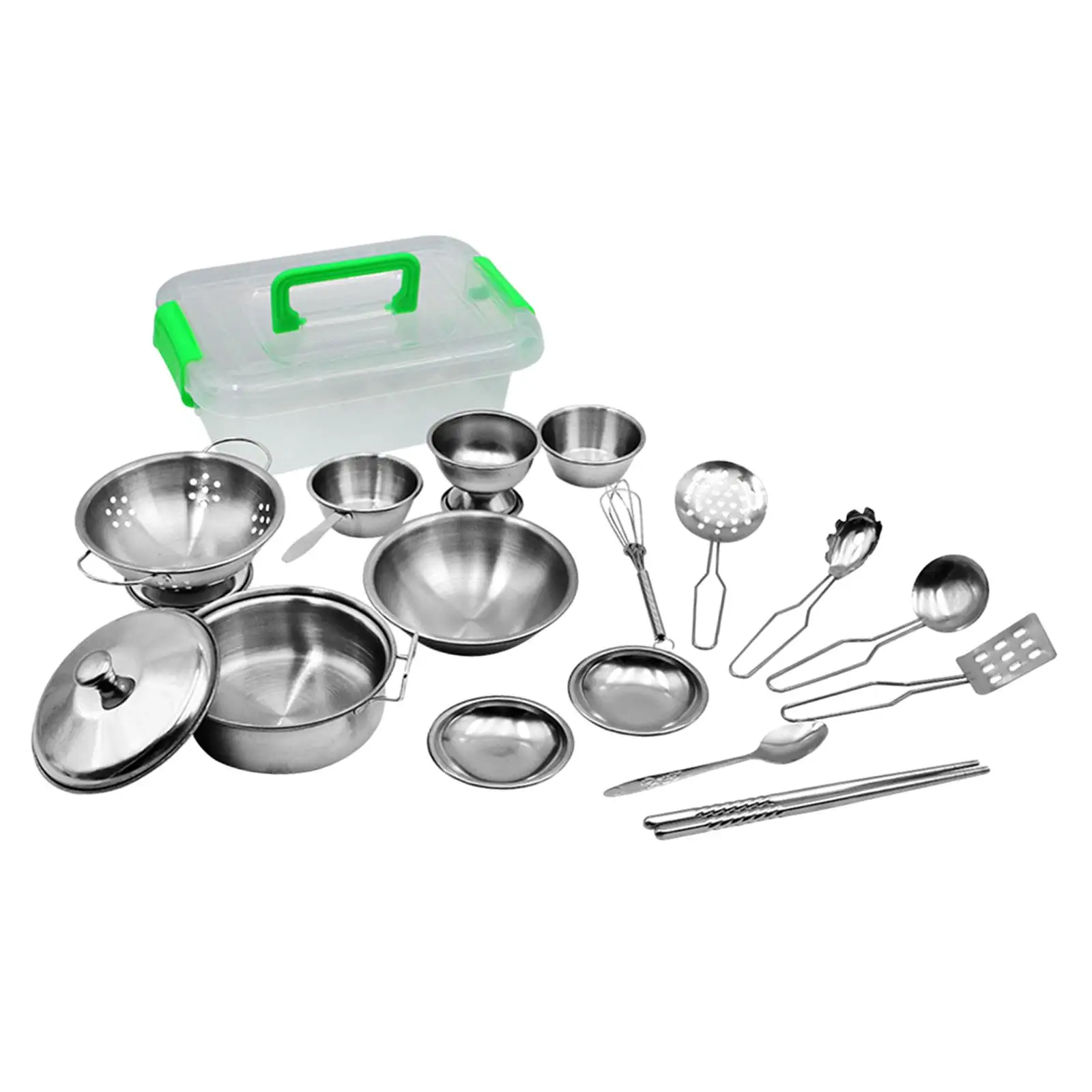 

17 Pieces Mini Stainless Steel Cookware Playset Play Kitchen Accessories for Boys Girls Preschool Ages 3+ Years Old Party Favor