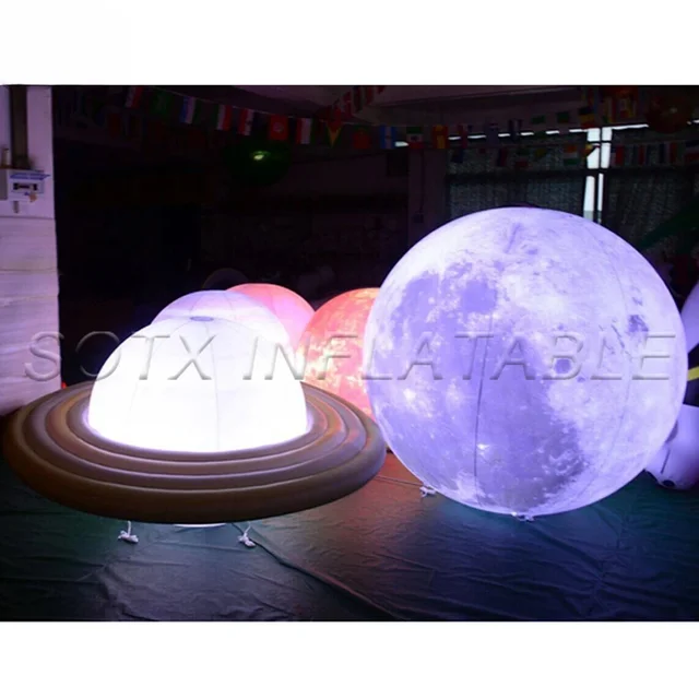 For Party Decoration 2024 Giant Inflatable Moon Earth Balls Led Planet Balloons 9 Solar System Sun Jupiter Saturn Mars Venus 2