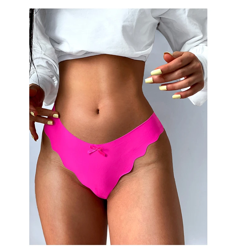 Ultra-thin Quick Drying Lady thong Breathable Ice Silk Women's G-string Comfortable Wave edge Seamless Female T-Pants