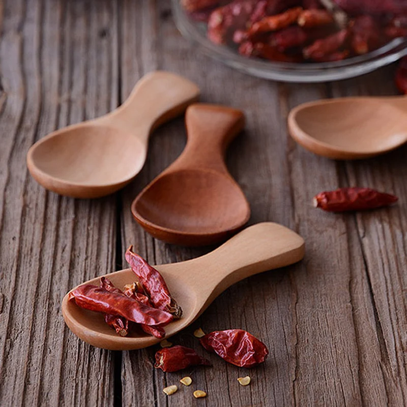 12 Petites Cuillères En Bois – Mini Cuillères Pour Pots à épices, Miel, Sel, Sucre, Confiture, Longueur 9cm, Design Monobloc Facile à Laver