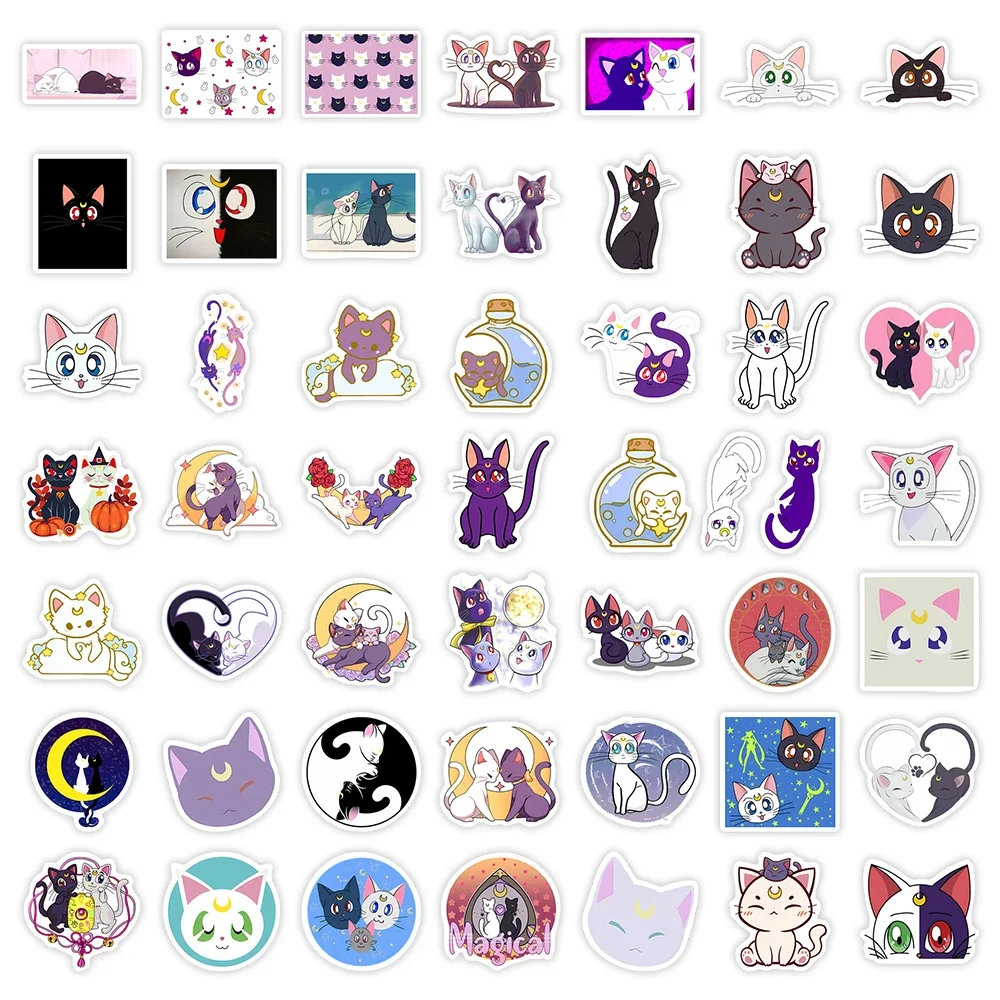 Cute Lunna Cat Stickers Cartoon Anime DIY Toy Gift Decal Graffiti for Phone Laptop Bottles Scrapbook Kids Waterproof