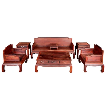 micro concave yellow sandalwood red rosewood sofa combination chinese sofa living room villa furniture