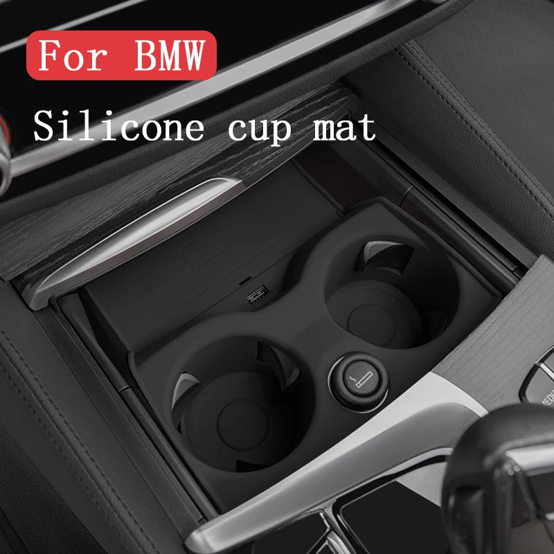 

For BMW X3 iX3 X4 G01 G02 3 4 5 Series G20 G22 G30 Car Central Control Wireless Charging Silicone Pad Water Cup Holder Non-Slip