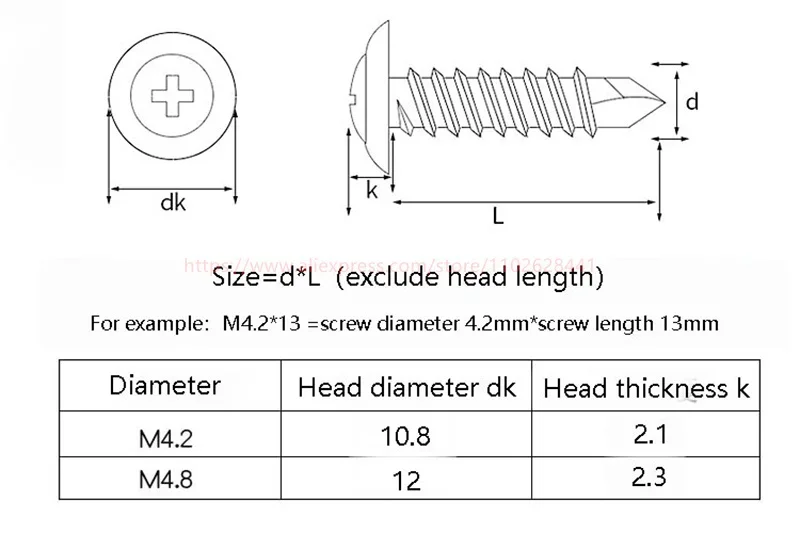 Description Picture 2 of item304 Stainless Steel Washer Head Phillips Self Drilling Tapping Screw M4.2 M4.8 Stainless Steel Hardiflex Screws for Metal Sheet