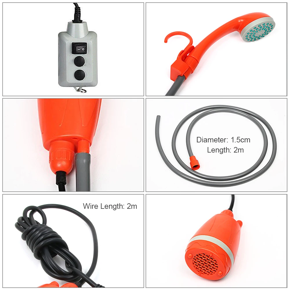 Outdoor Camping Shower Pump Head Portable Rechargeable Shower Bucket For Climbing Hiking Traveling Equipment