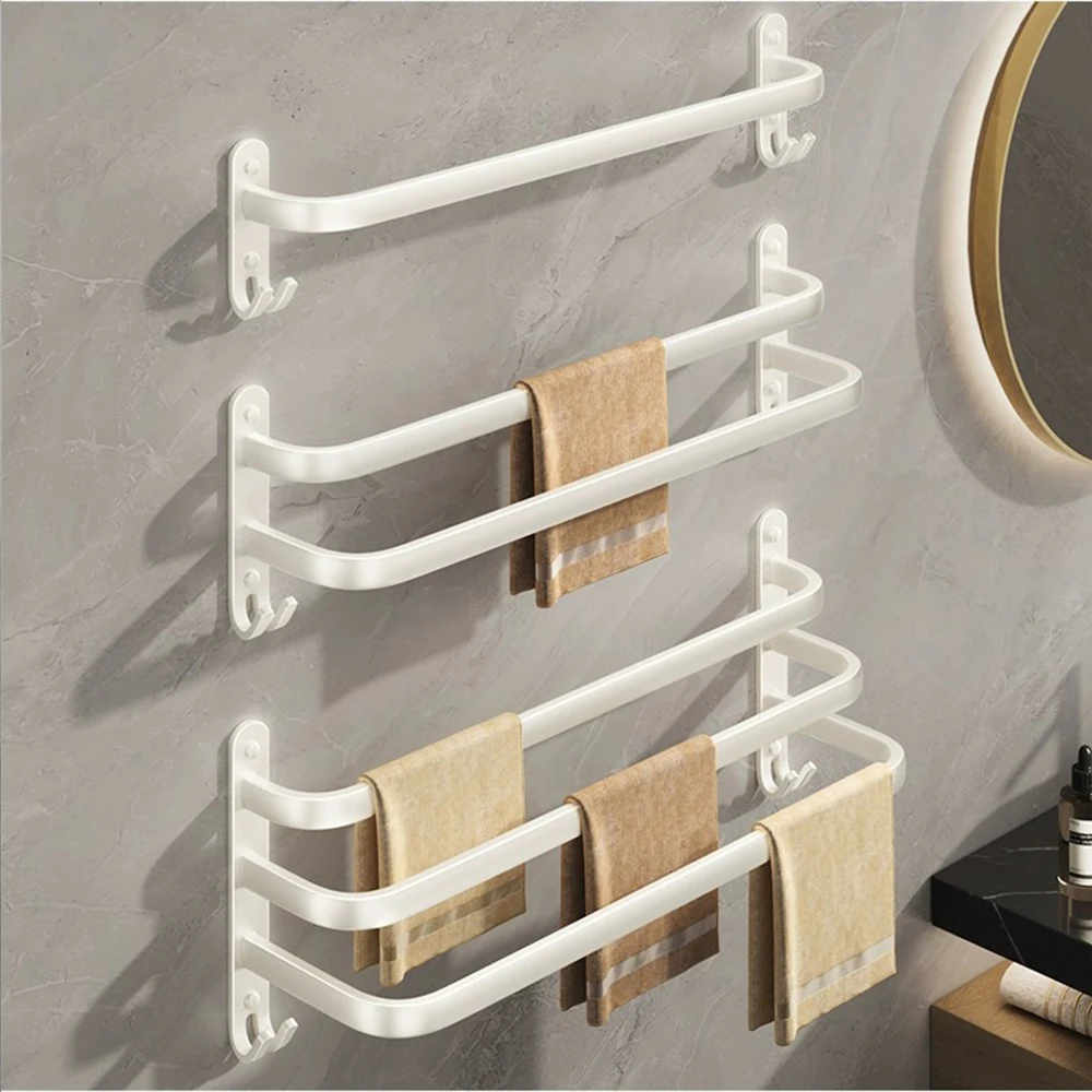 Bath Towel Bars Towel Racks for Bathroom Lavatory Wall Mount Towel Hanger Space Aluminum Holder Rail towel rack,towel holder,bathroom facilities