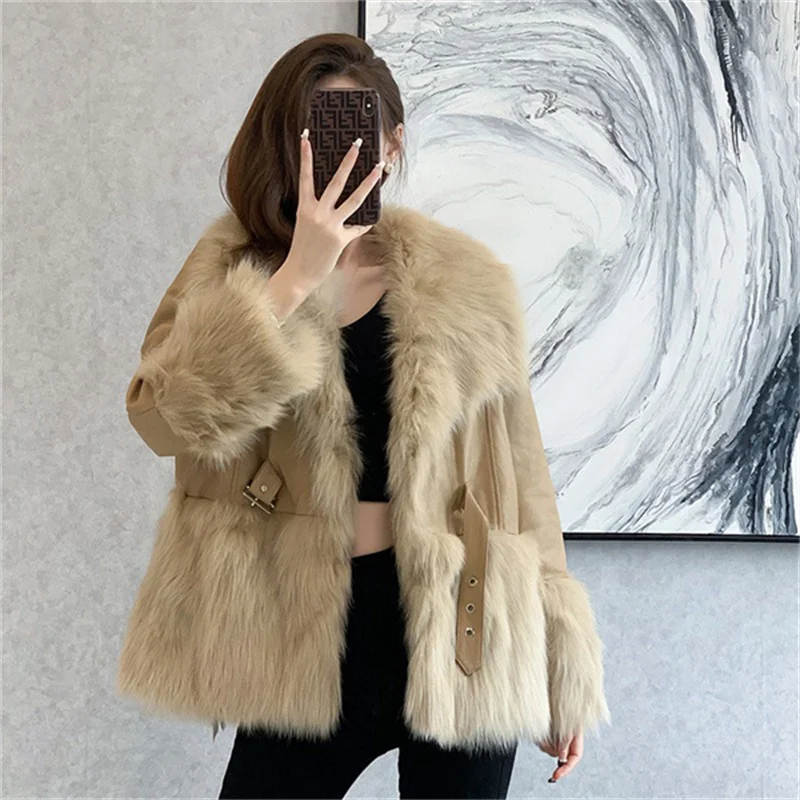 2023 Autumn New Simulation Fox Hair Short Fur Warm Coat Senior Design Sense Of Charm Women Fashion Temperament Coat