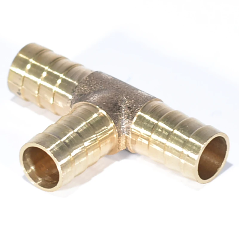 6mm 8mm 10mm 12mm Solid Brass T Piece 3 Way Fuel Hose Joiner Connector For Air Oil Gas Fuel Fuids Brass Barb Pipe Fitting