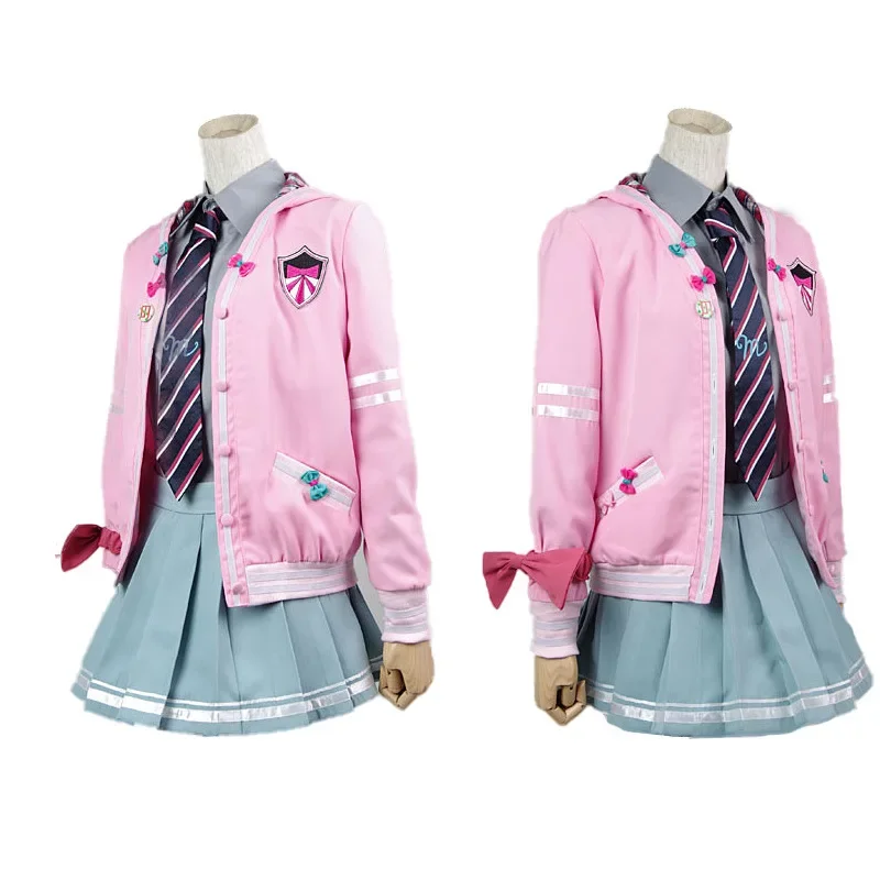 

Anime Vocaloid Miku Cosplay Costume Diva JK Pink Uniform Cosplay Suits Tops Shorts Skirt Tie Sleeves Halloween Costume For Women