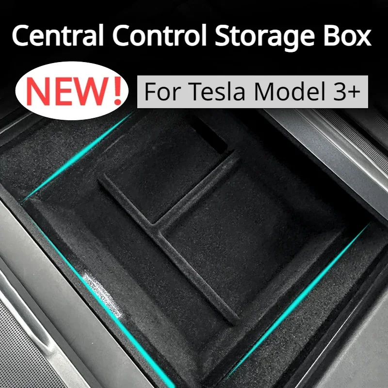 

For Tesla Model 3+ 2024 Central Control Storage Box Armrest Box Hidden Flocking Model3 Highland Car Interior Accessories