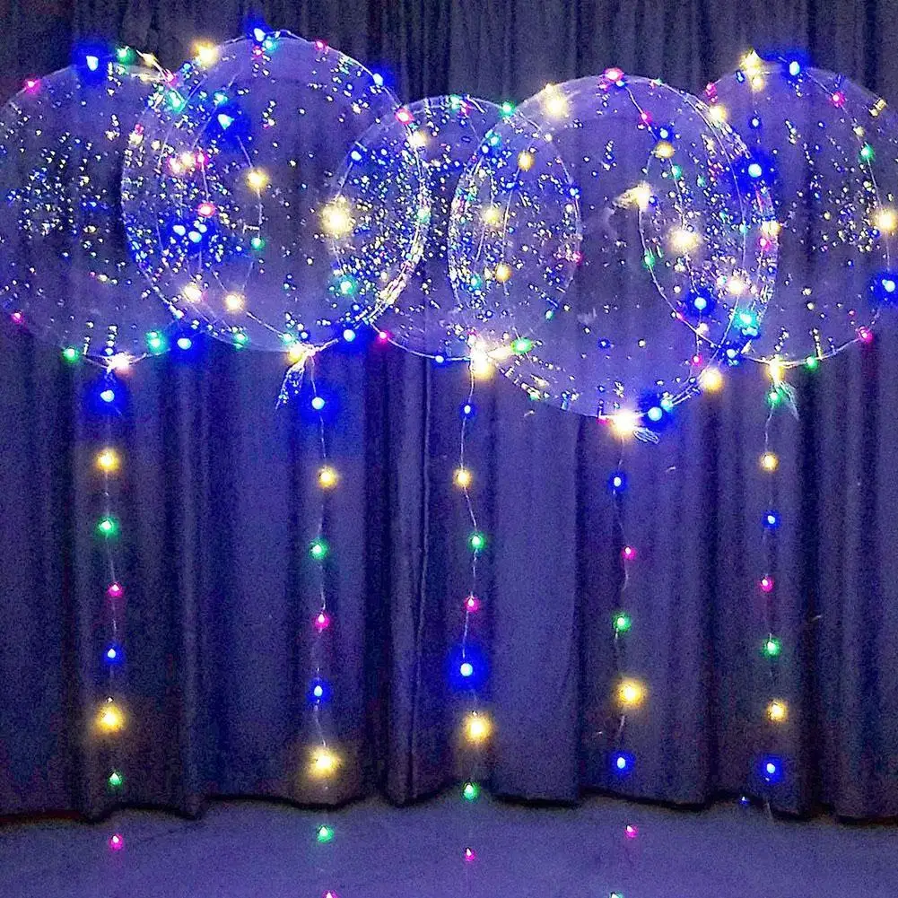 3Pcs LED Light Up Balloons Glow In The Dark Transparent Led Balloons For Weddings Birthdays Valentine's Day Party Festival Decor foil balloons latex balloon birthday balloons party balloon set birthday party decoration set metallic sequin balloons aluminum balloon clear bubble balloon white balloons inflatable balloon
