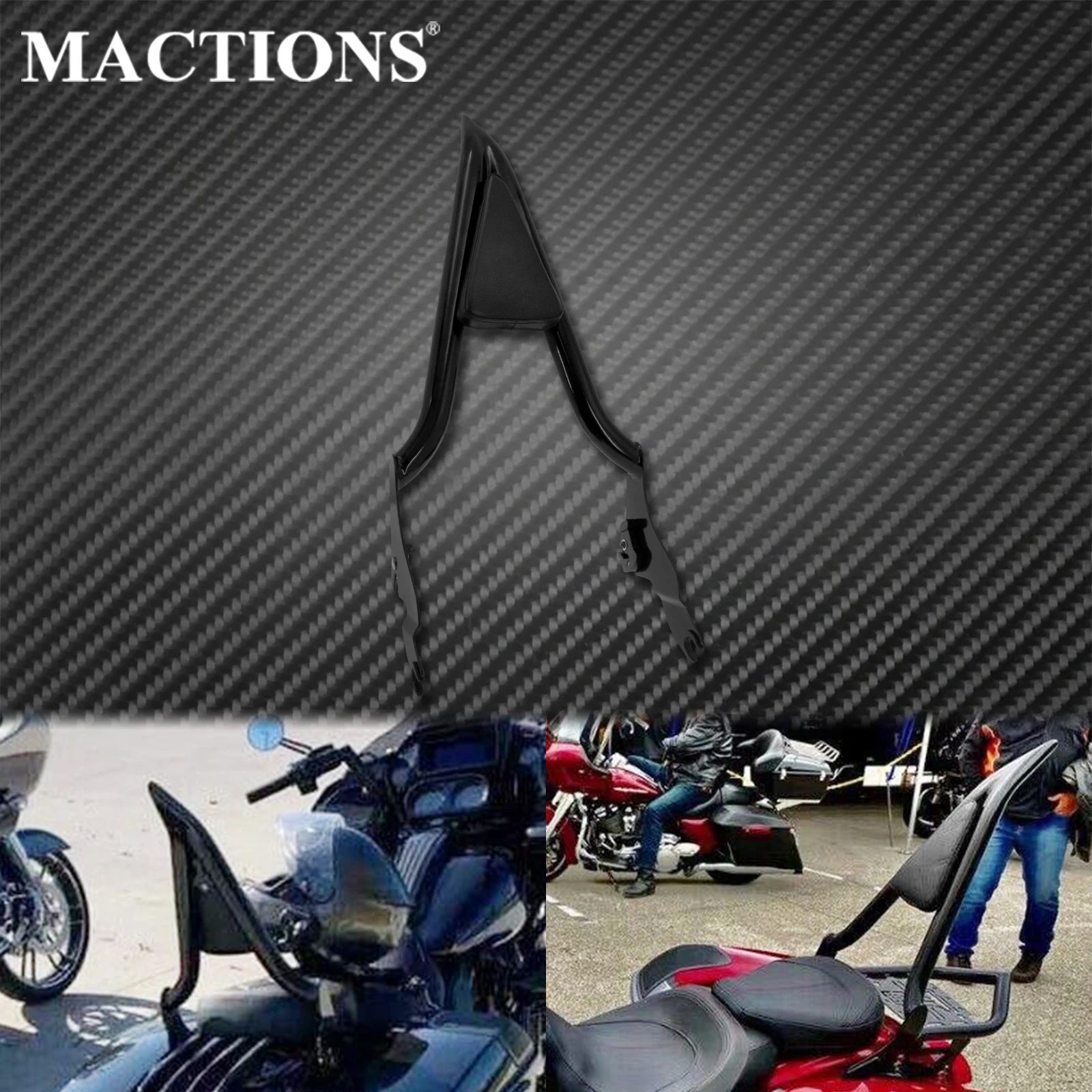 Motorcycle Black Detachable Rear Passenger Backrest Sissy Bar For