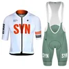 White Syn Summer breathable and comfortable men's cycling Set Short Sleeve Jersey And Bib Shorts Red Logo MTB Clothing 4
