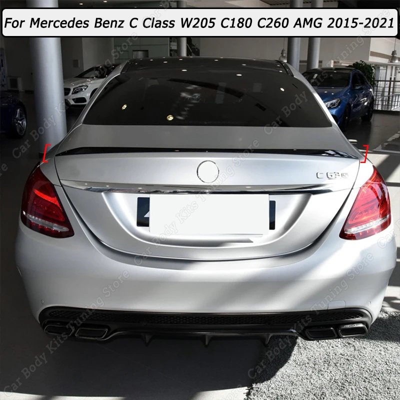 

Car Rear Trunk Spoiler Wing Body Kits Tuning ABS Gloss Black For Mercedes Benz C Class W205 C180 C200 C260 C43 C63 AMG 2015-2021