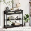 Rattan-Like Narrow Console Table with 2 Drawers, 31.5-Inch Sofa Table with Storage, for Hallway and Foyer 2