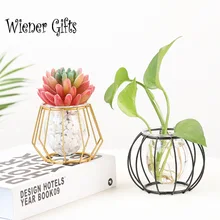 Creative Glass Tabletop Plants Bonsai Flower Wedding Home Decorative Vase Wooden Base Craft Tray Hydroponic Plant Vases Gifts