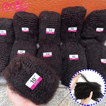 10-18 Inches Afro Kinky Bulk Human Hair Natural Color Bulk Human Hair Remy Hair Bundle Bulk Hair for Braiding Hair Extensions 1