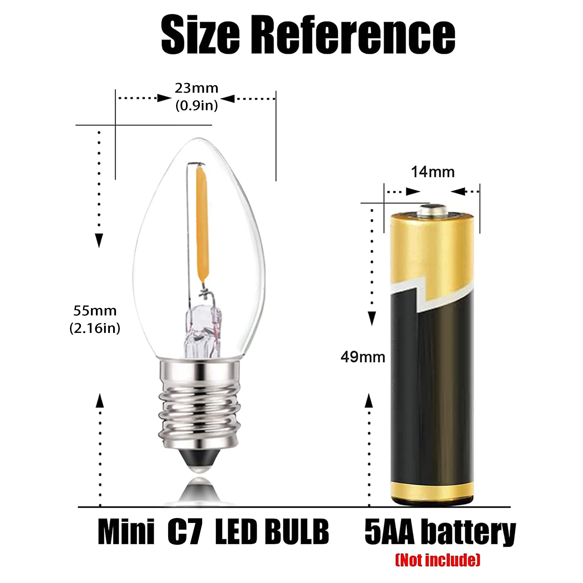 Warm White Dimmable LED Night Light Bulb, 0.5W, Candle Shape
