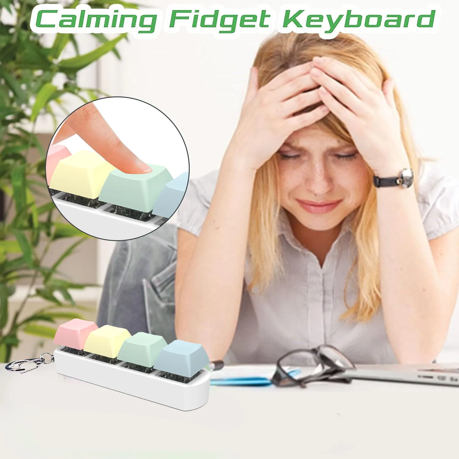 Fidget Toy Keyboard Caps Press Stress Relief Button Key Caps Keychain Finger