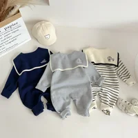 4622 Baby Knitted Clothes Autumn 2024 New Navy Collar Boy's Knitted One Piece Clothes