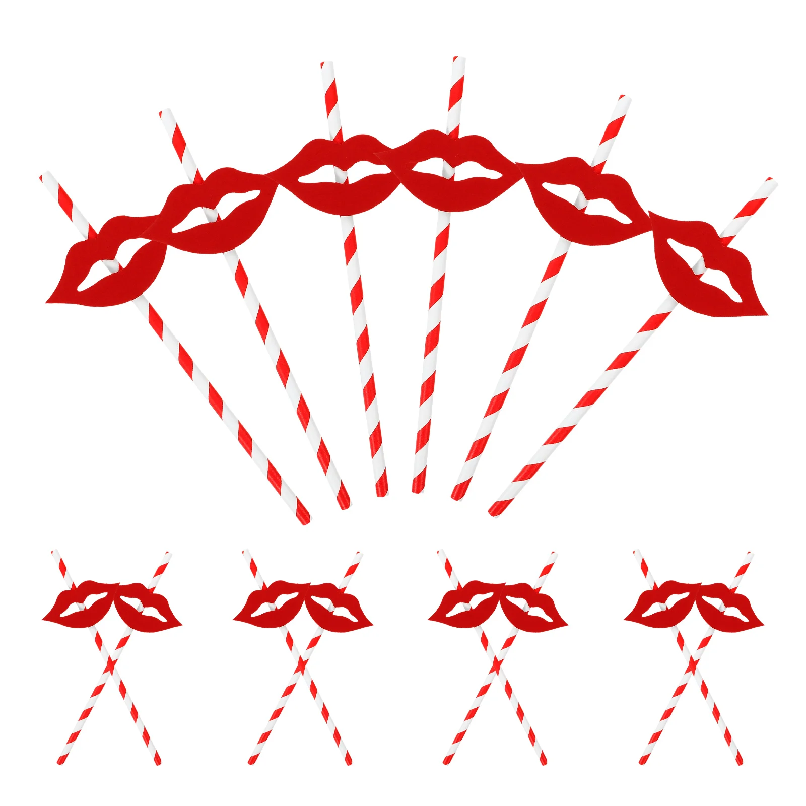40 PCS under The Sink Organizer Red Lip Straw Beads Long Straws Smoothie Reusable Flask Mold