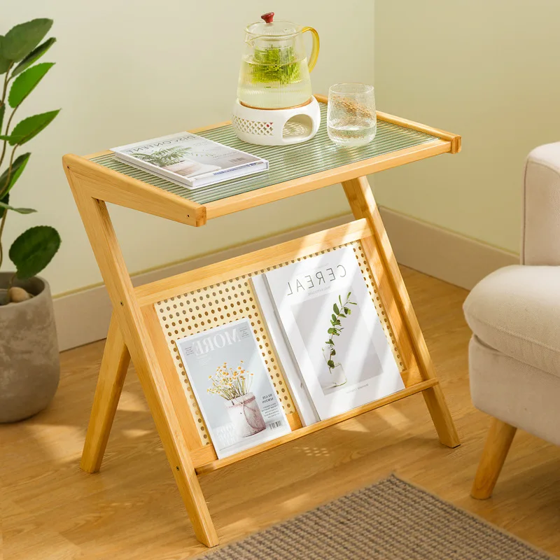 

Sofa Side Table Living Room Modern Minimalist Small Coffee Table Tempered Glass Bedside Side Table Mobile Corner TableMini Table