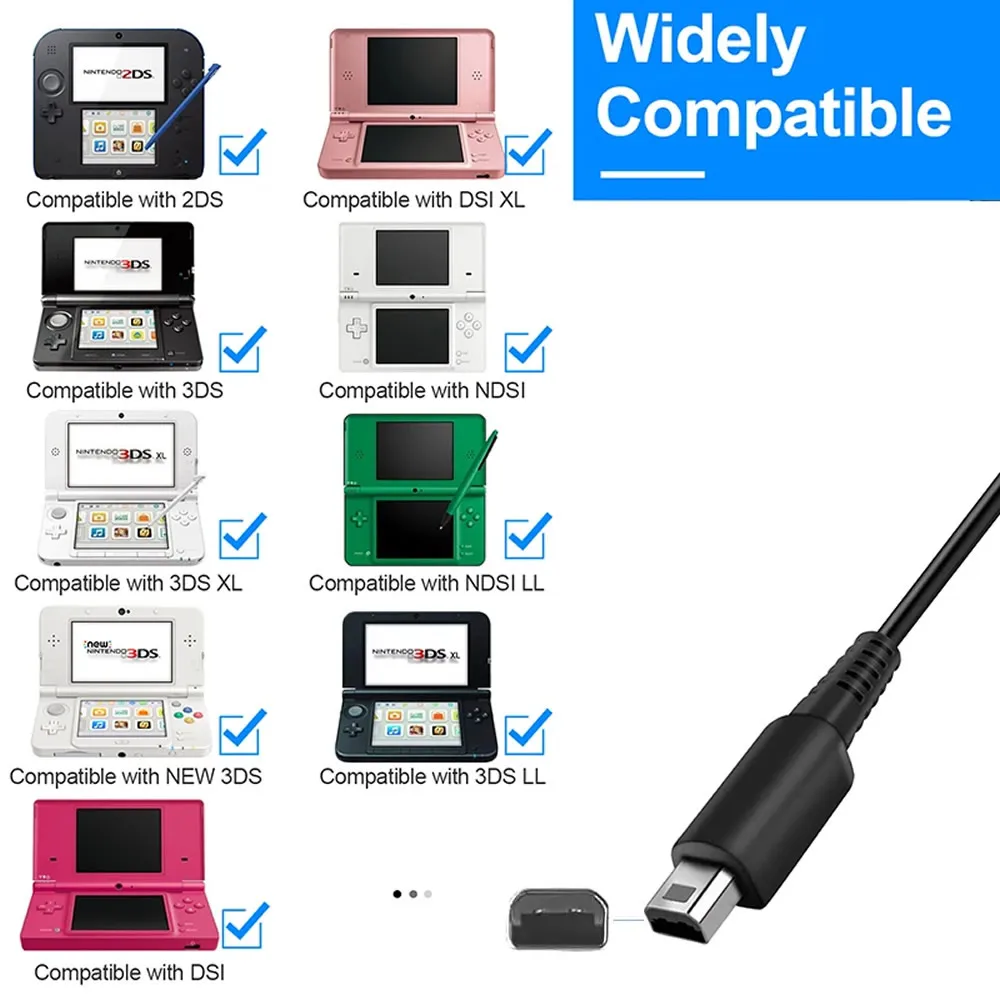 USB C PD 충전 케이블 코드 와이어 USB 타입 C (닌텐도 DSi, 3DS, 2DS XL/LL, New 3DS XL/3DS LL, 2DS XL/2DS LL 게임용 전원 케이블)