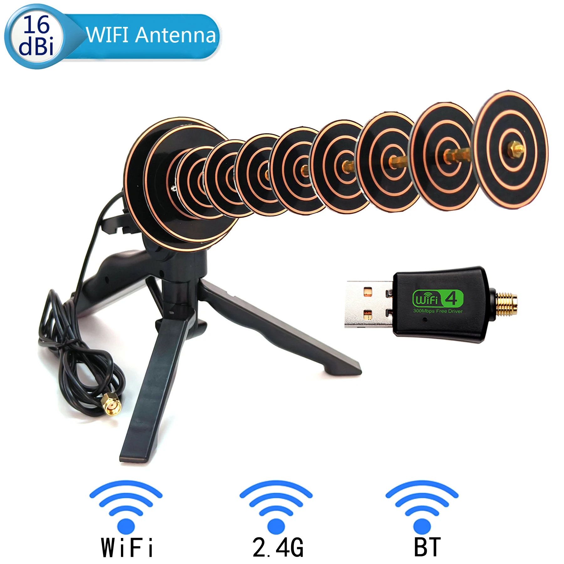 Long Range Receive or Transmit 2.4GHz WIFI yagi Directional Antenna USB Wireless Card Adapter PIC-E SMA Router