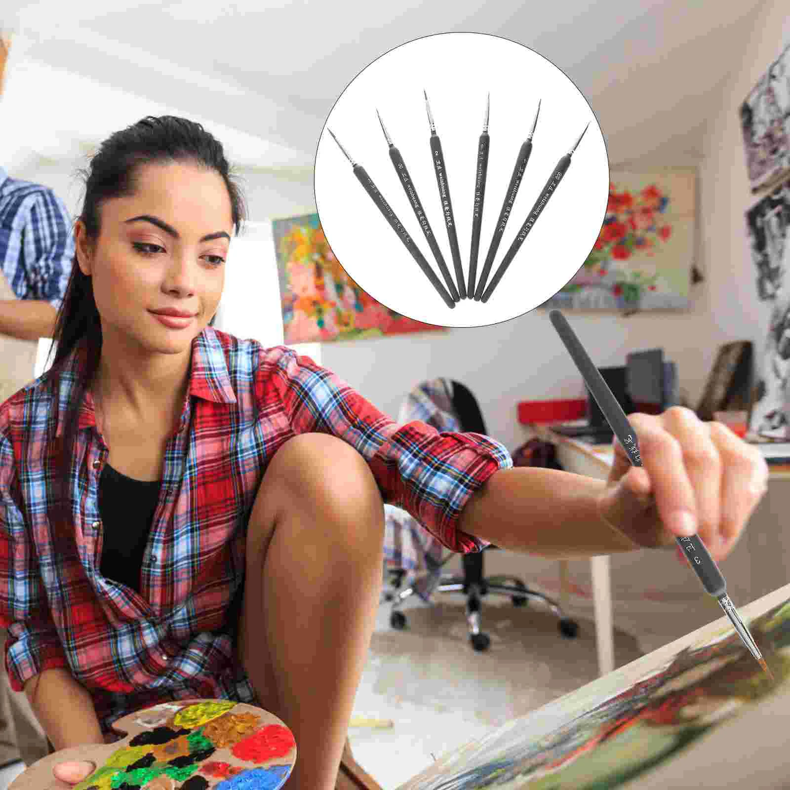 Professional Paint Brush Wolf Fine Painting Pen Nylon Hair Brush Sets Detail Painting Drawing Line Pen Brush Art Supplies A45