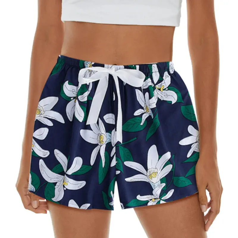 

Women's Cotton Pajamas Shorts Large Size Loose Floral Printed Sleepwear Girls Home Pants Beach Bottoms Cute Sleep Clothes