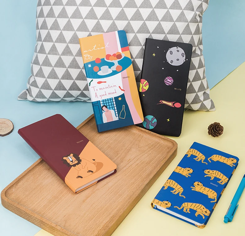 

Новый Еженедельный планировщик, блокнот в мелкую клетку, самозаполняющийся ручной блокнот, журнал, милое животное, романтическая Вселенная, планировочная книга