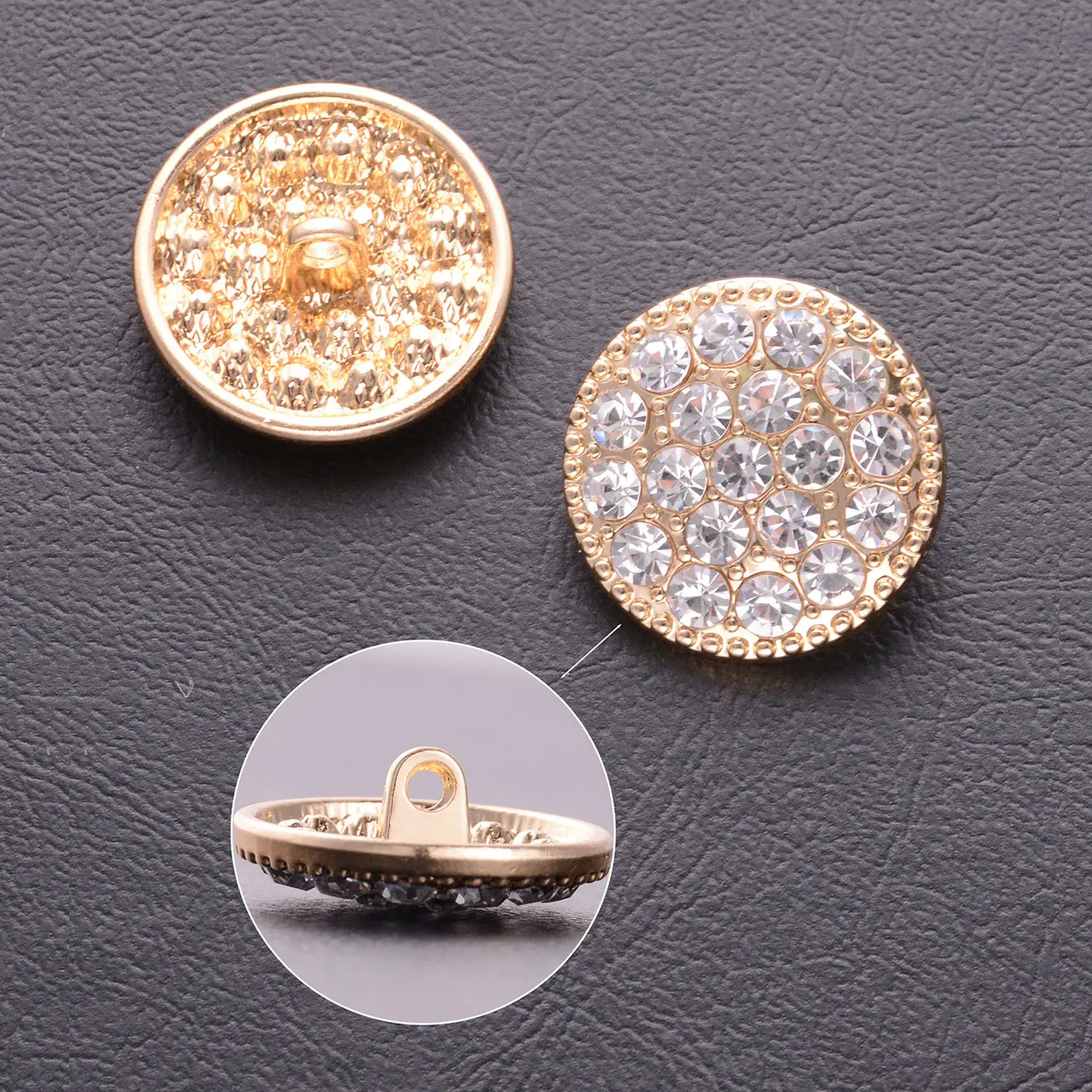 10pcs 12-23mm 럭셔리 스파클링 라인 석 라운드 금속 단추 의류 패션 장식 DIY 봉제 의류 액세서리