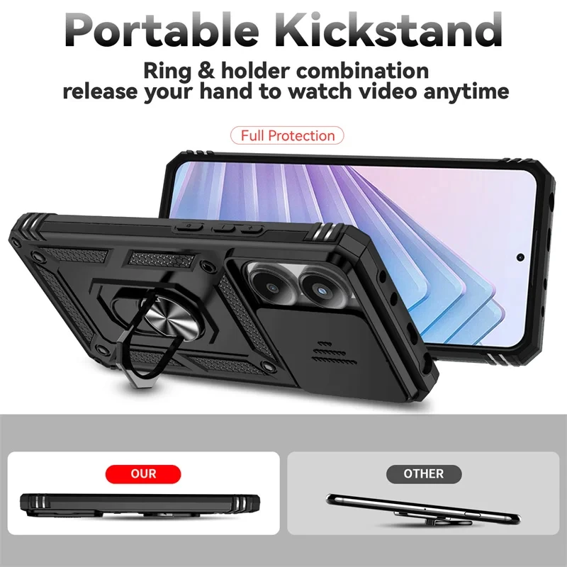 Für Xiaomi Redmi Hinweis 14 4G Fall Stoßfest Rüstung Auto Halter Magnetische Ring Telefon Abdeckung Für Redmi Hinweis 14 4G Kamera Schützen Fundas – Detail 2