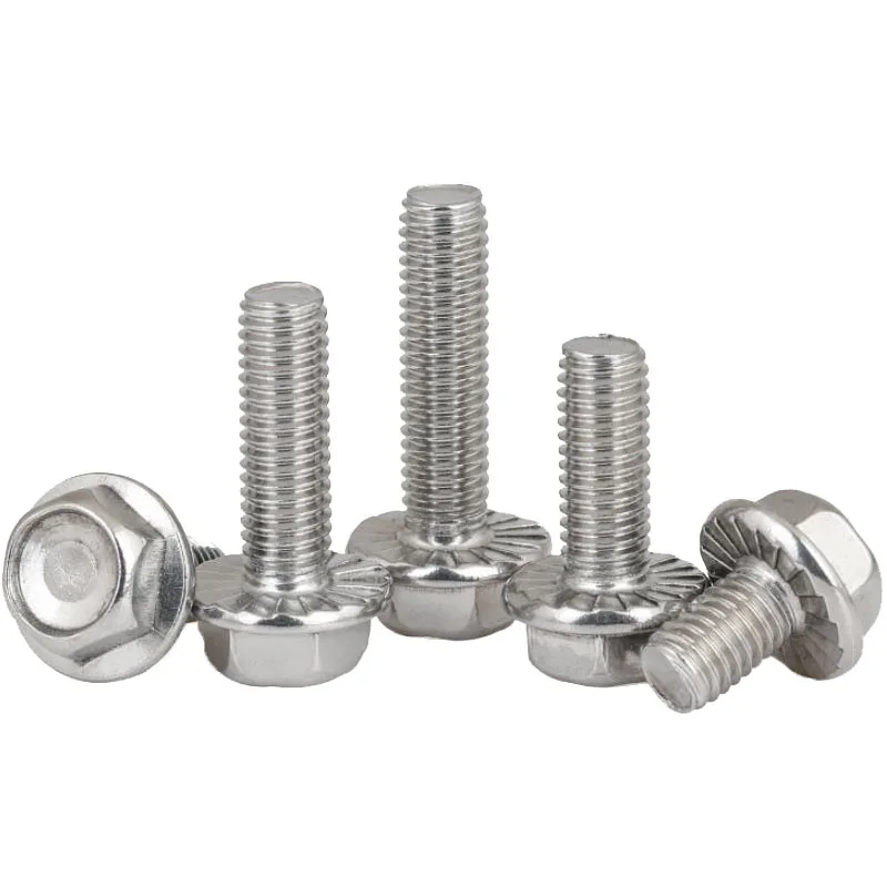 1-10PCS 304 stainless steel outer hexagon flange face bolts with cushion  non-slip screws M4 M5 M6 M8 M10 M12 AliExpress